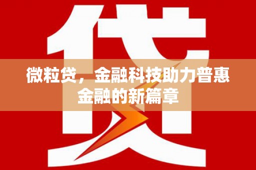 全南微粒贷，金融科技助力普惠金融的新篇章