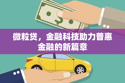 全南微粒贷，金融科技助力普惠金融的新篇章