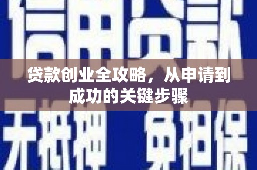 全南贷款创业全攻略，从申请到成功的关键步骤