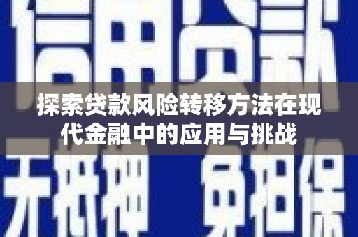 全南探索贷款风险转移方法在现代金融中的应用与挑战