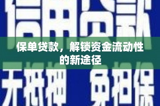 全南保单贷款，解锁资金流动性的新途径