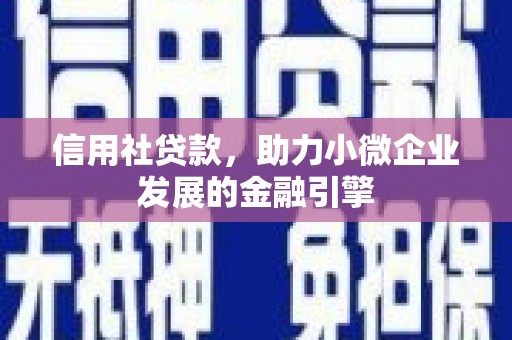 全南信用社贷款，助力小微企业发展的金融引擎