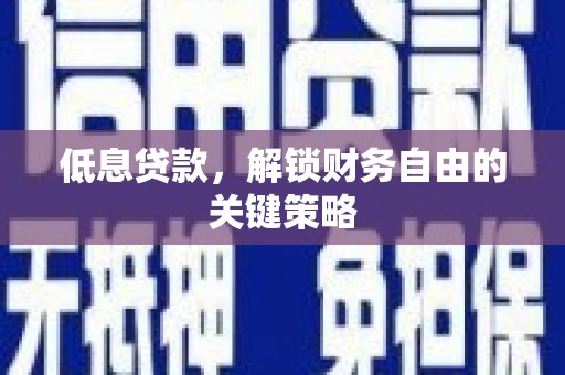 全南低息贷款，解锁财务自由的关键策略