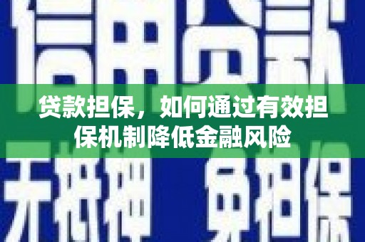 全南贷款担保，如何通过有效担保机制降低金融风险