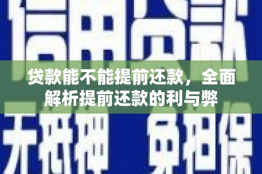 全南贷款能不能提前还款，全面解析提前还款的利与弊