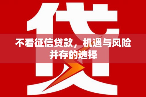 全南不看征信贷款，机遇与风险并存的选择